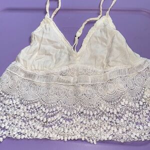 Hollister White Lace Crochet Crop Top